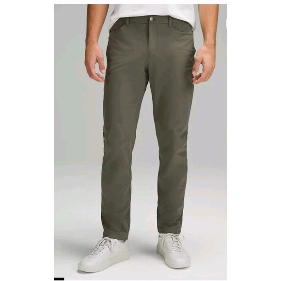 Lululemon Pants ABC Warpstreme Classic Men 36x33 Dark Olive Taper Stretch M5ADFS - Picture 15 of 16